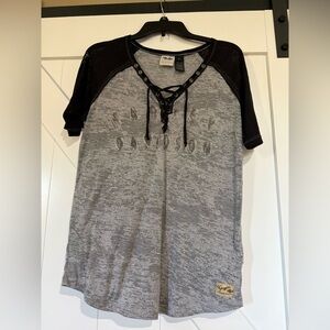 Harley-Davidson Black and Gray Lace-Up Women's Tee